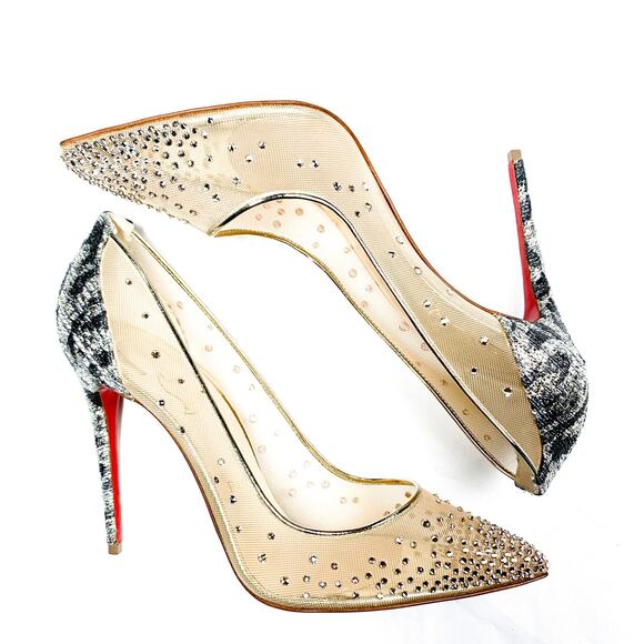 Christian Louboutin NIB Follies Crystal Strass Mesh Glitter Heels Pumps 39.5 NEW - Picture 3 of 7